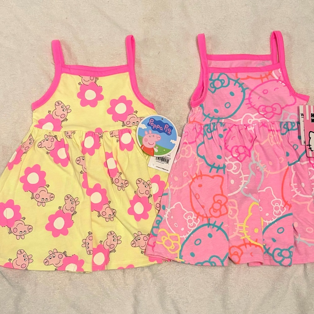 Peppa Pig/ Hello Kitty Toddler Girls Graphic Print Tank Dress, Sizes 12M